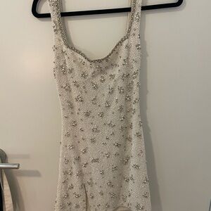 Clio Peppiatt Embellished stretch-tulle mini dress in XS white